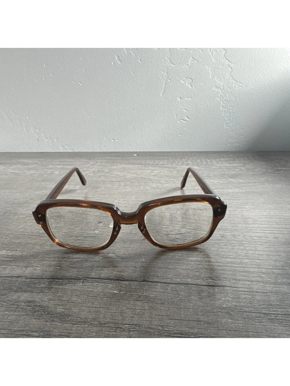 Vintage USS Romco Eyeglasses FRAMES ONLY Brown Military 4 1/2 - 5 3/4 50-20